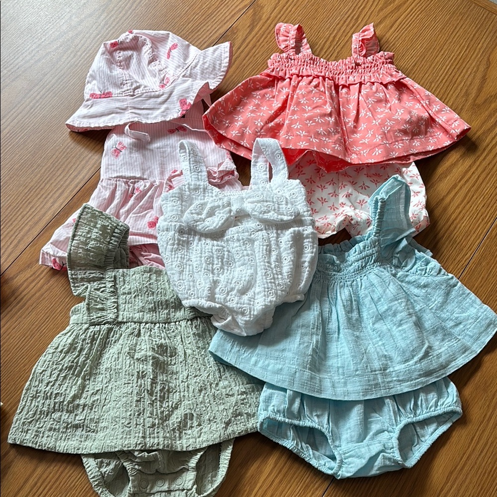 Newborn Summer Dress Set - Pink, White, Green, Blue Bundle